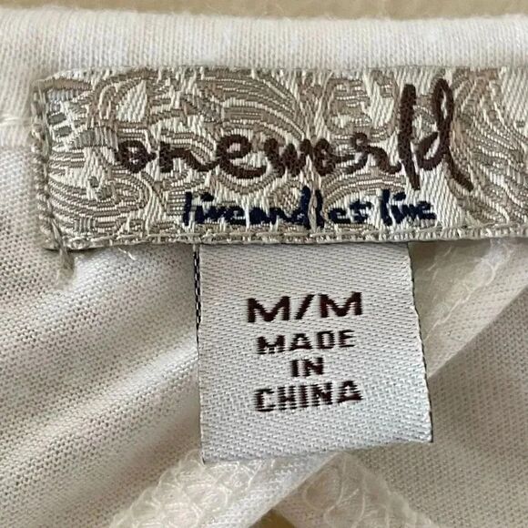 One World White Sleeveless Bohemian  Festival Back Cut Out Solid SZ M # 1223 - Picture 5 of 12